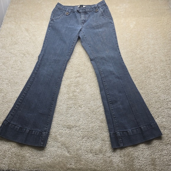 Mixit Women Dark Wash Flare Jeans Size 10 Stretch Wide Leg Trouser Denim - Picture 2 of 10